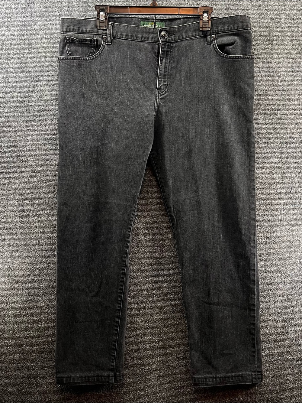 Lauren Ralph Lauren Crop‎ Jeans Womens 14 Black Classic Straight Stretch Faded